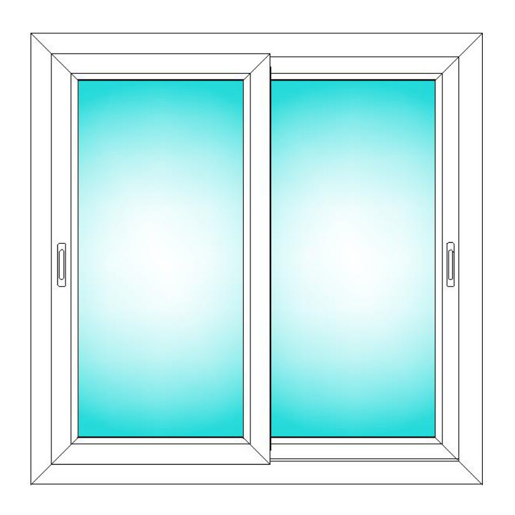 Schema finestra scorrevole in linea in PVC con doppia anta apribile