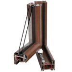 Sezione profilo anta Italia finestra PV6K con finitura effetto legno