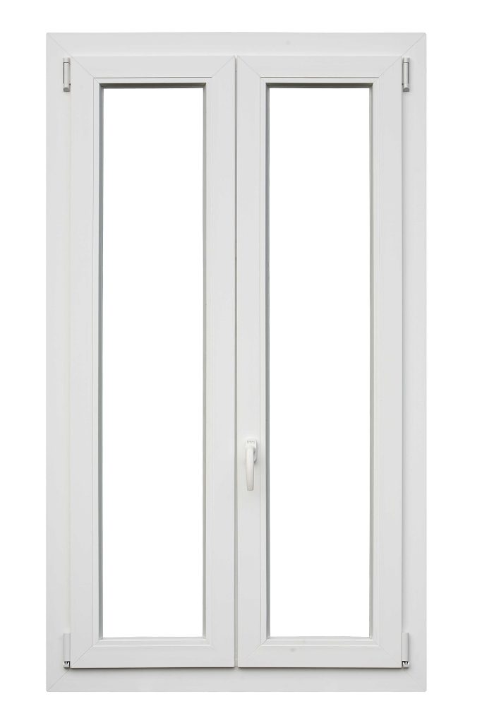 Finestra in PVC bianca a due ante da 100x120 cm con doppio vetro